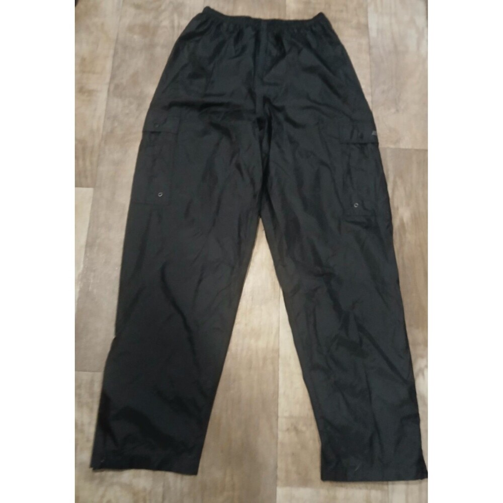 Stearns Dry Wear Pants Mens LARGE Black Rain Mesh Lined Snap Outdoor Waterproof